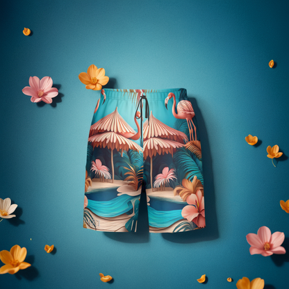 Men's Beach Shorts "Flamingo Chic"